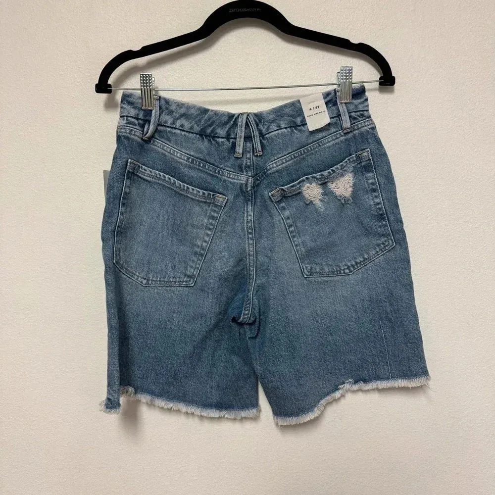 NWT $141 Good American Good 90s Bermuda Shorts - High Waist Cut-Off Denim Shorts - Image 5