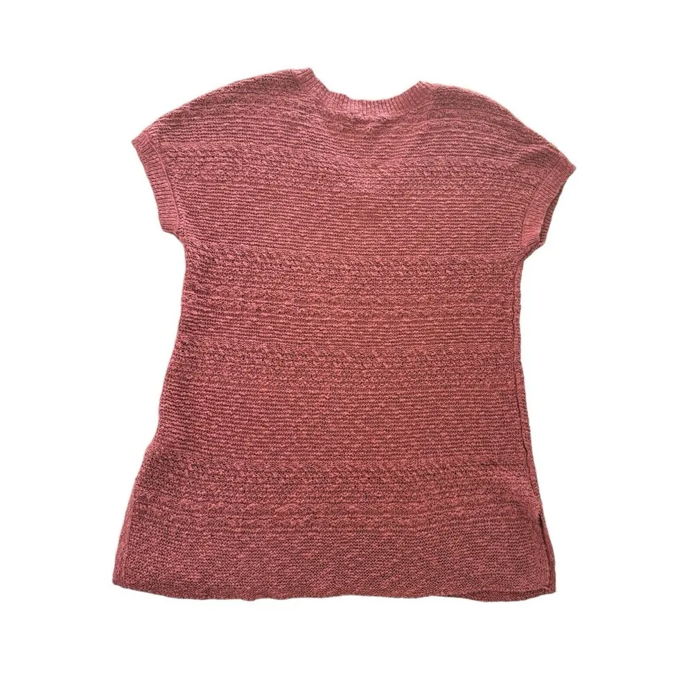 J Jill Womens Small Rustic Oversized Vneck Short Sleeve Tunic Thick Sweater Knit - Image 2