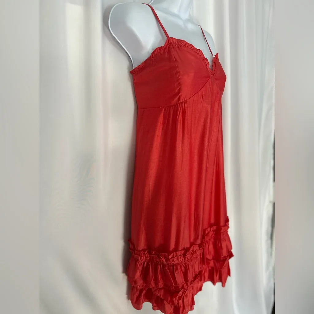 El Expensive Red Ruffle Hem Slip Dress/ Flowy Summer Dress (1095) - Image 4
