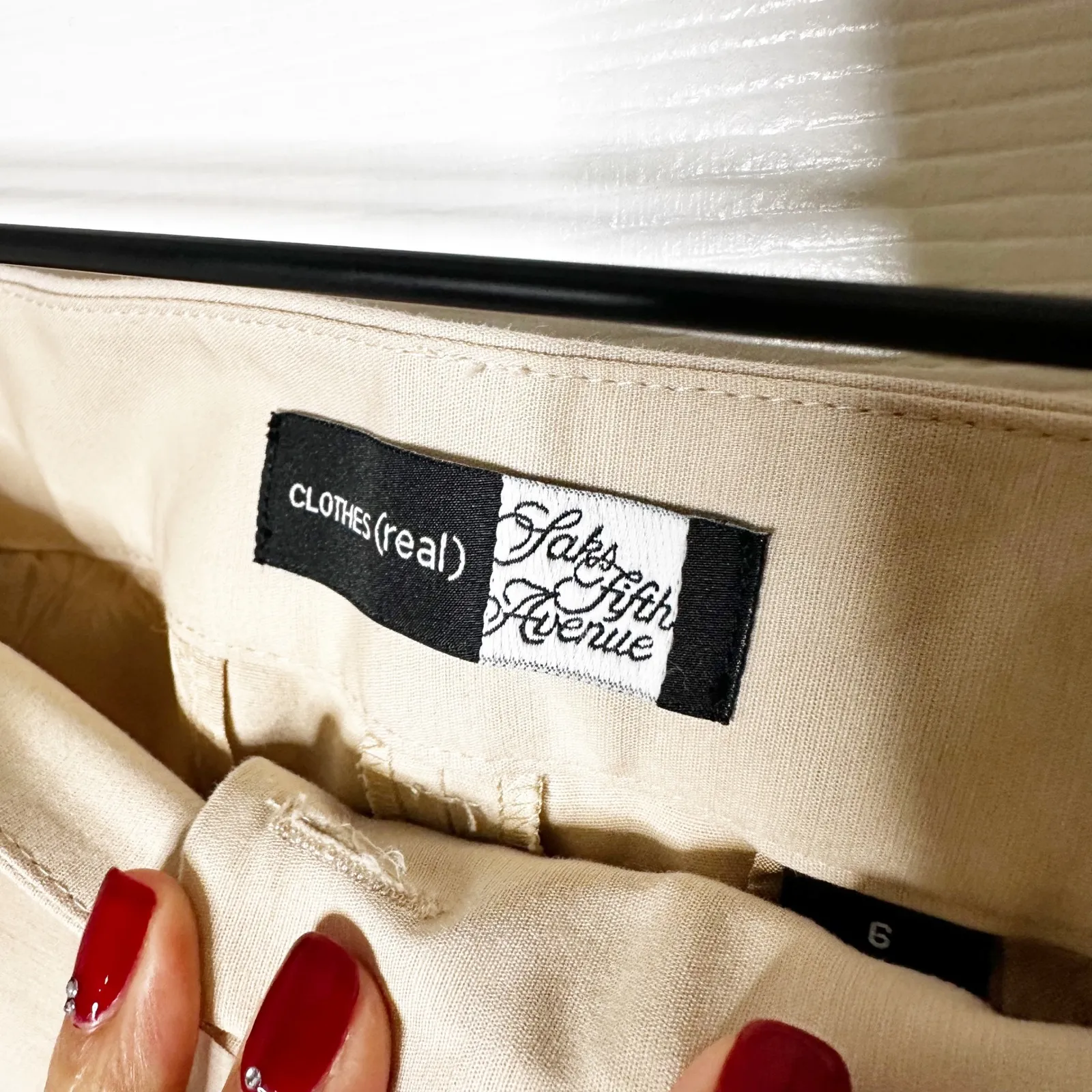 Saks Fifth Avenue Womens Tan Straight Leg Dress Pants Size 6 Cotton Blend - Image 2