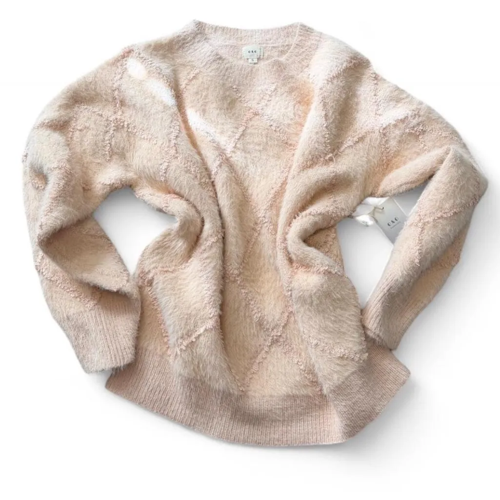 Fuzzy Diamond Sweater‎ Pink - Image 3