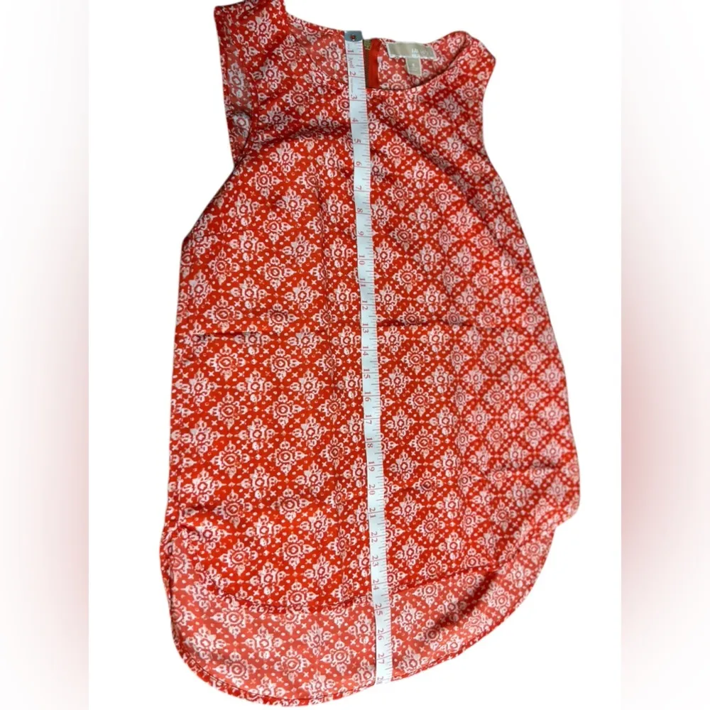 Michael Kors Women's Sleeveless Blouse Orange White‎ Back Zip Size S - Image 10