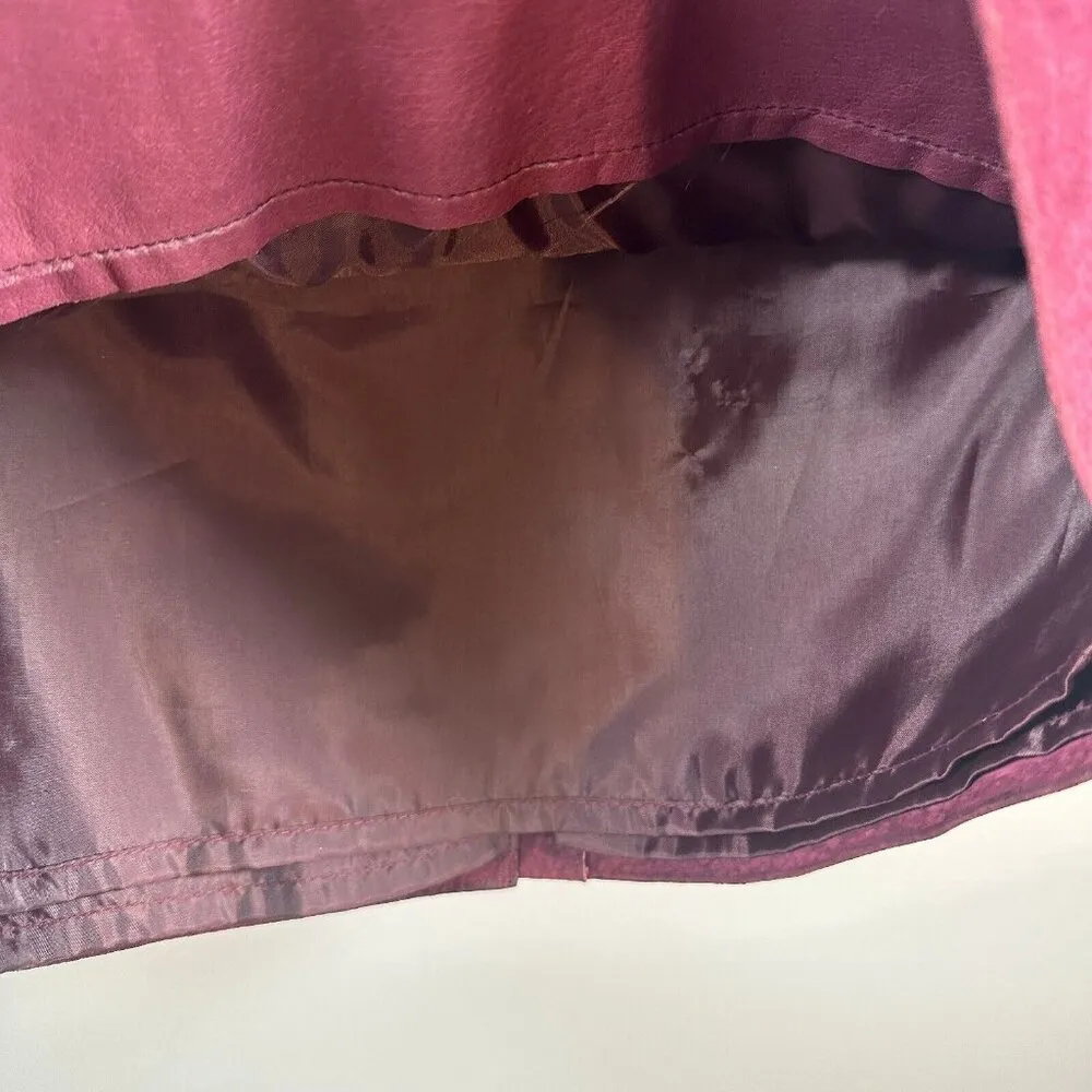 Vintage Bagatelle Womens Skirt Size 12 Tiered Suede Leather Burgundy Pencil - Image 10