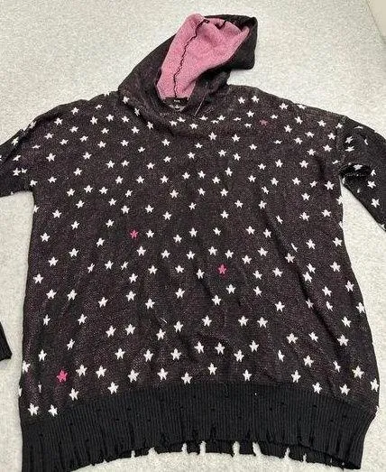 Fate Black and pink star sweatshirt with hoodie 100% cotton Small H0221 - Image 1