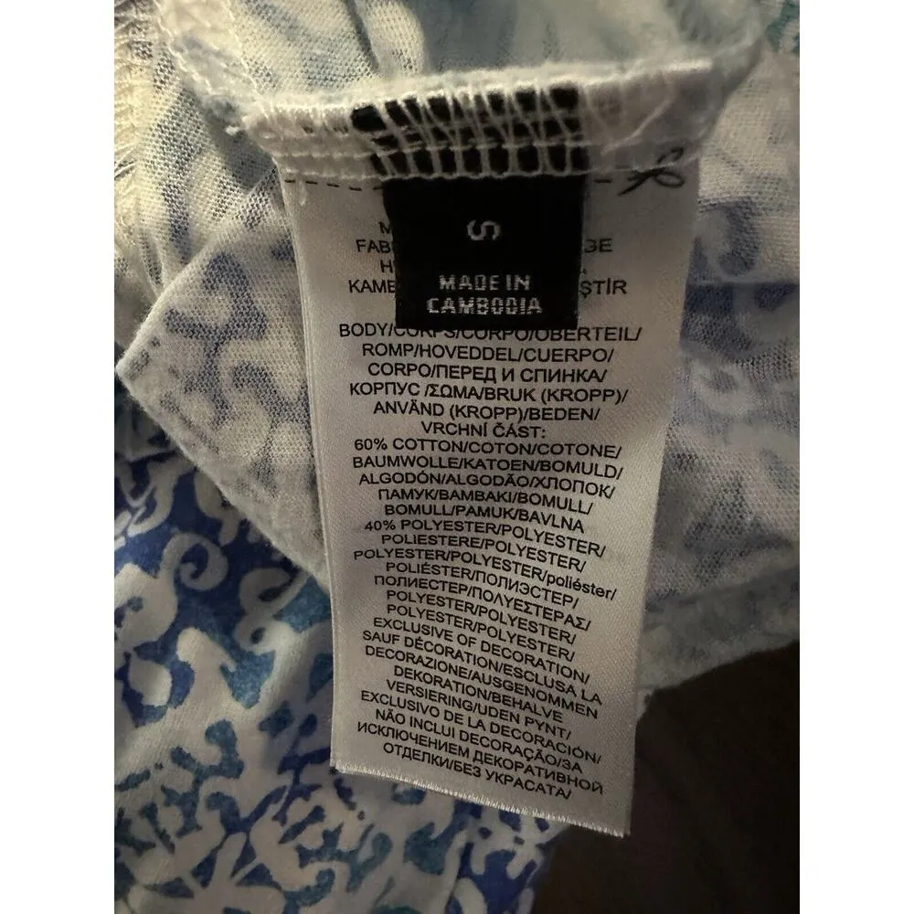 RALPH LAUREN Pajamas Womens Small Black Label Blue Capri & Top Sleepwear Set - Image 4