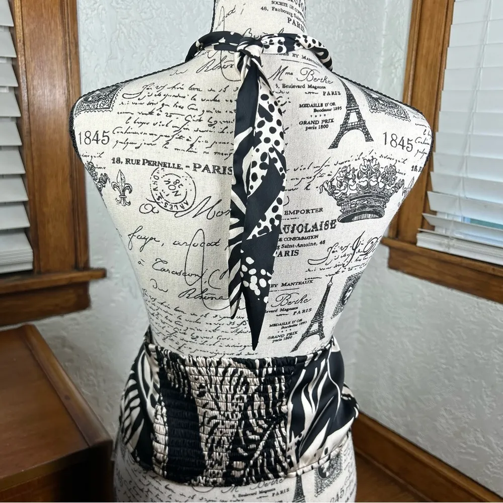 Future Collective x Alani Nichole Neck Wrap Halter Tiny Top Black Cream Size L Size L - Image 2