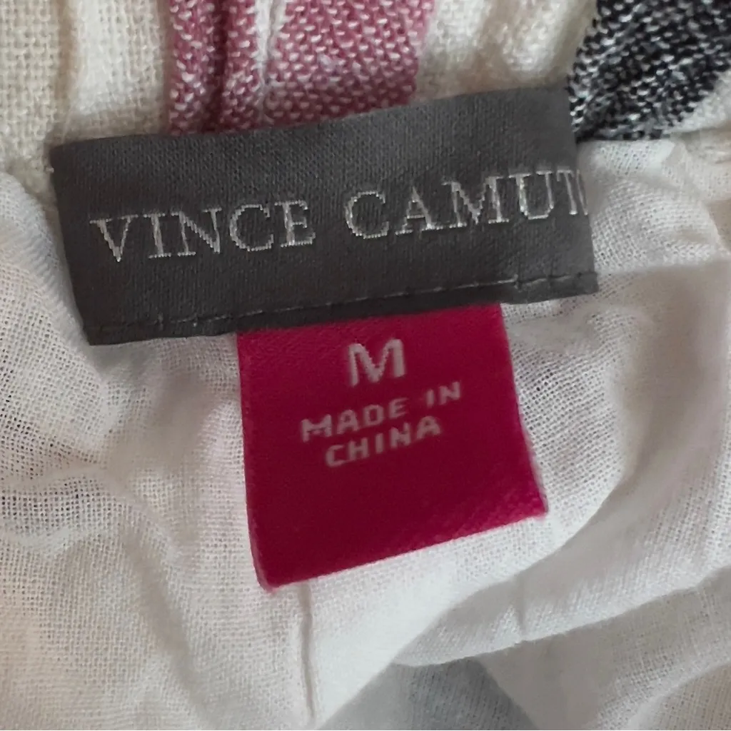 Vince Camuto Sz Medium Canyon Linen Blend Striped Pants W/Flyaway Legs Tie Belt - Image 12