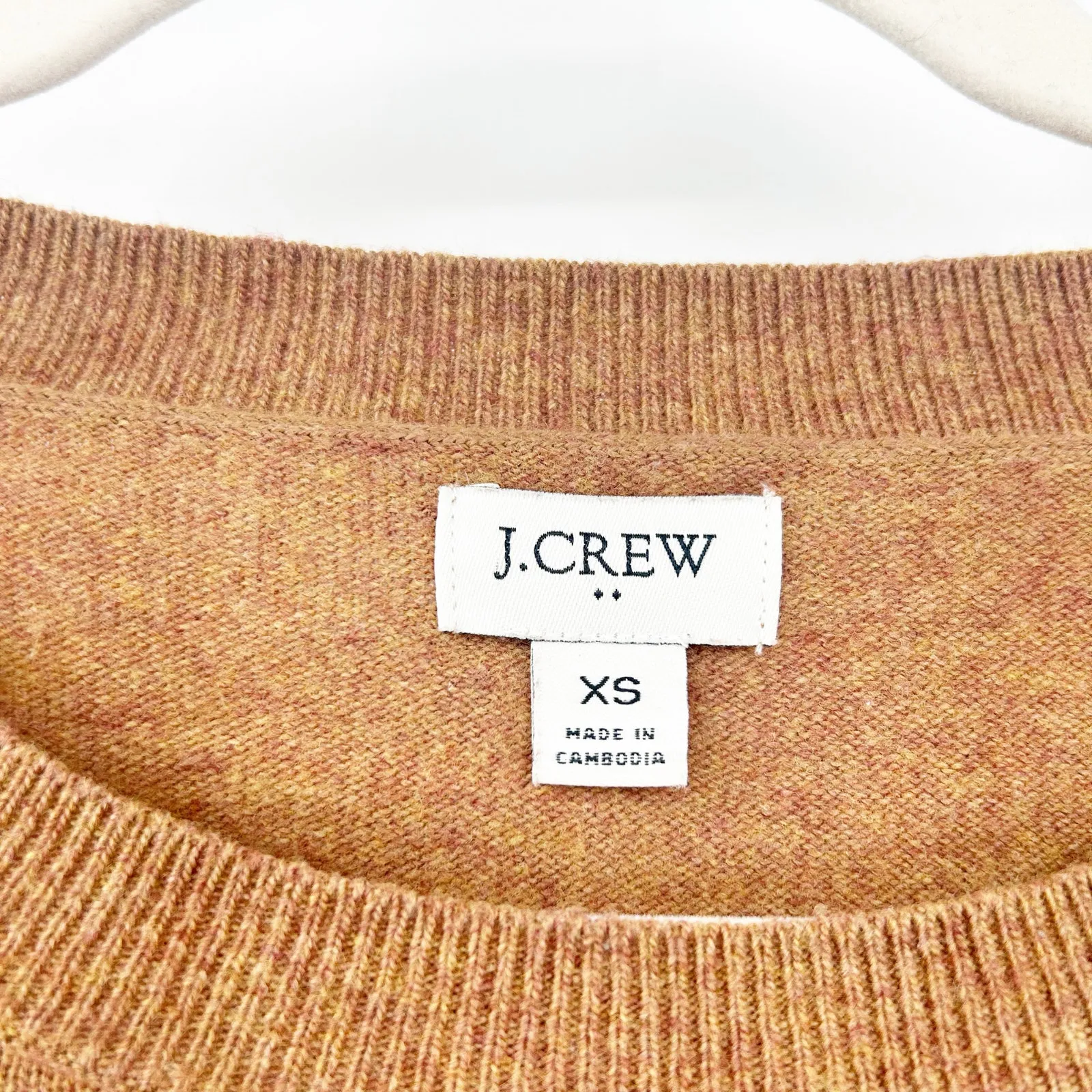 J. Crew Womens Fall Knit Merino Wool Blend Tunic Sweater Size XS Heather‎ Camel - Image 3