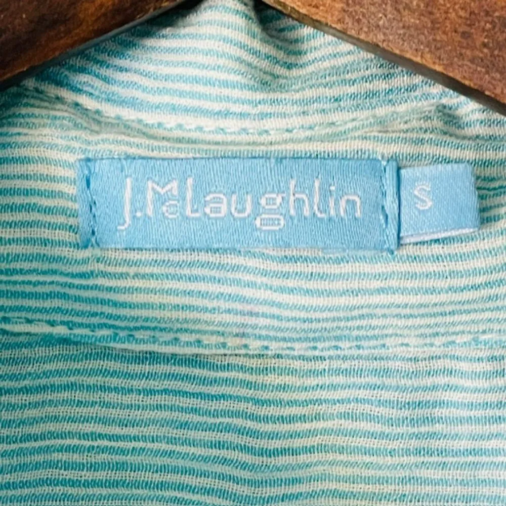 J. McLaughlin Coastal Nautical Resortwear Button up Cotton Voile Striped Small - Image 3