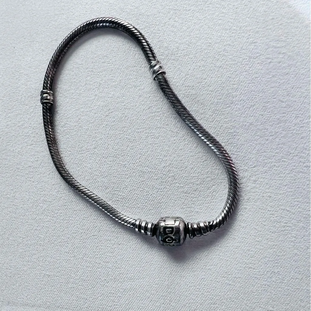 Pandora Moments Sterling Silver Snake Chain Charm Bracelet  Iconic Barrel Clasp - Image 3