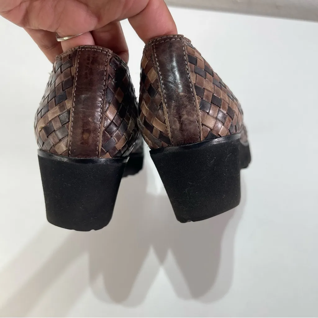 Sesto Meucci Woven Leather Loafers Women Shoes 7.5 Cottage Core Preppy Bohoemian Brown - Image 4