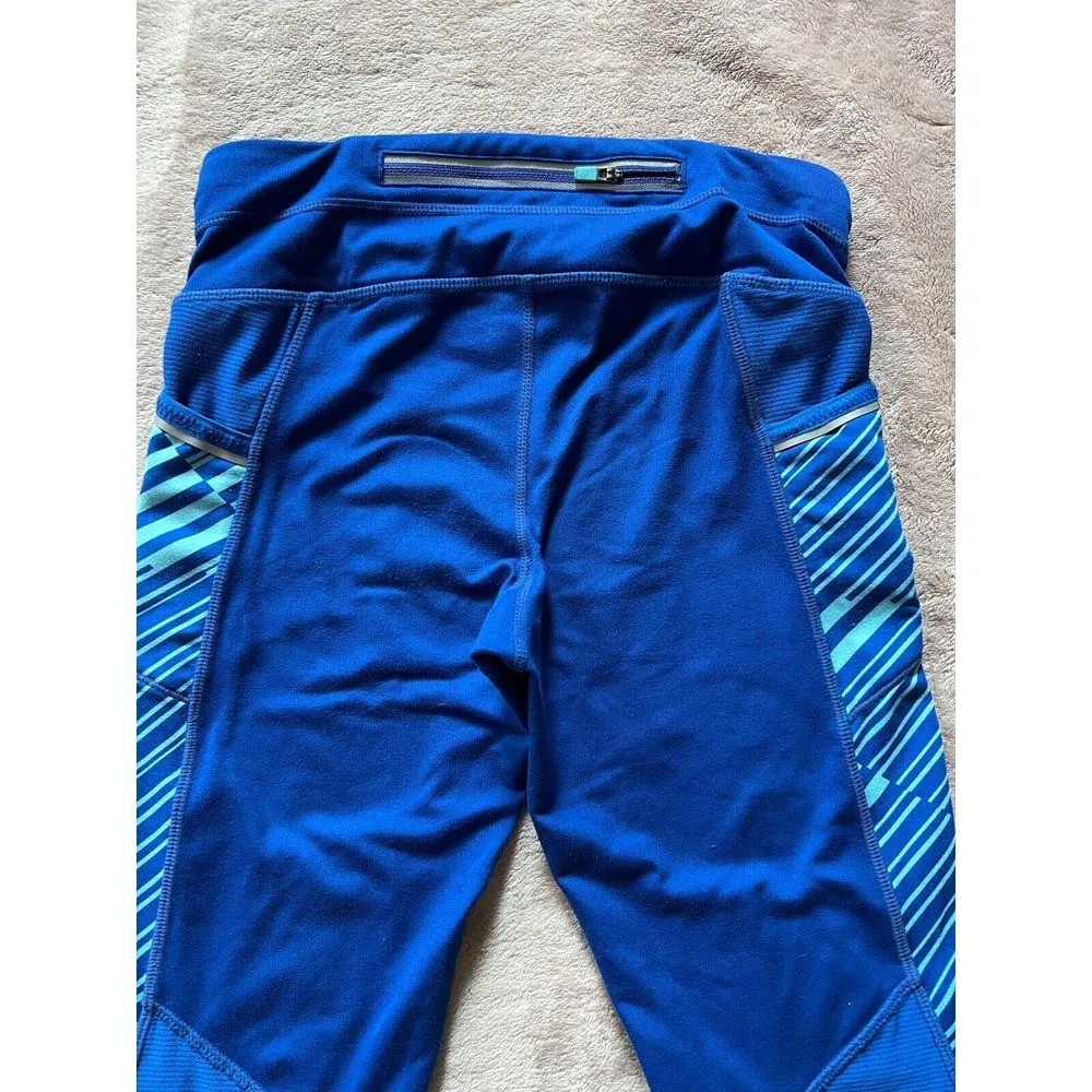 ATHLETA Blue Turquoise Womens Sz 2XS Drawstring Waist Zip‎ Pocket Leggings Pant - Image 4