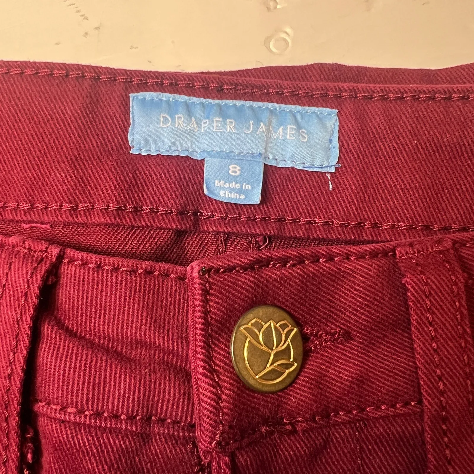 Draper James Women's 8 Deep Red Pants Jeans Cotton Spandex classiccore chiccore - Image 4