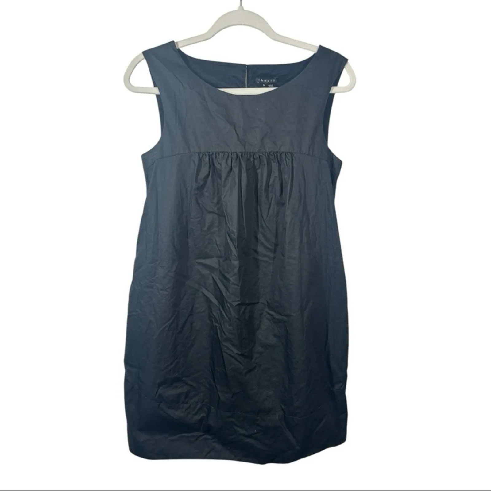 Theory Kadie Black Cotton Mini Dress Size 8 Sleeveless Little Black Dress - Image 2