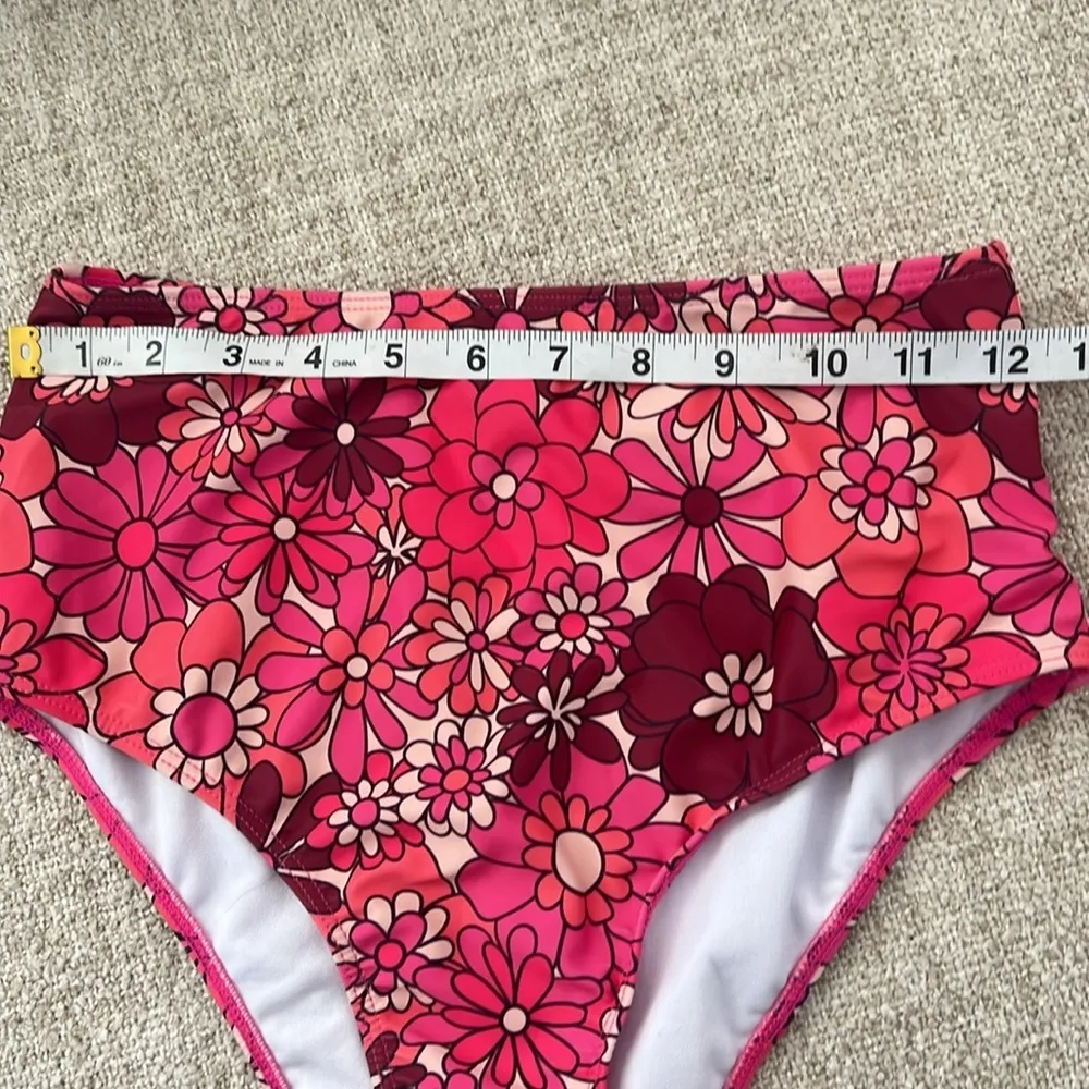 Floral Women’s High-Waisted Bikini Bottoms Mod Print Daisy Spring Break Sz Sm 🟢 - Image 5