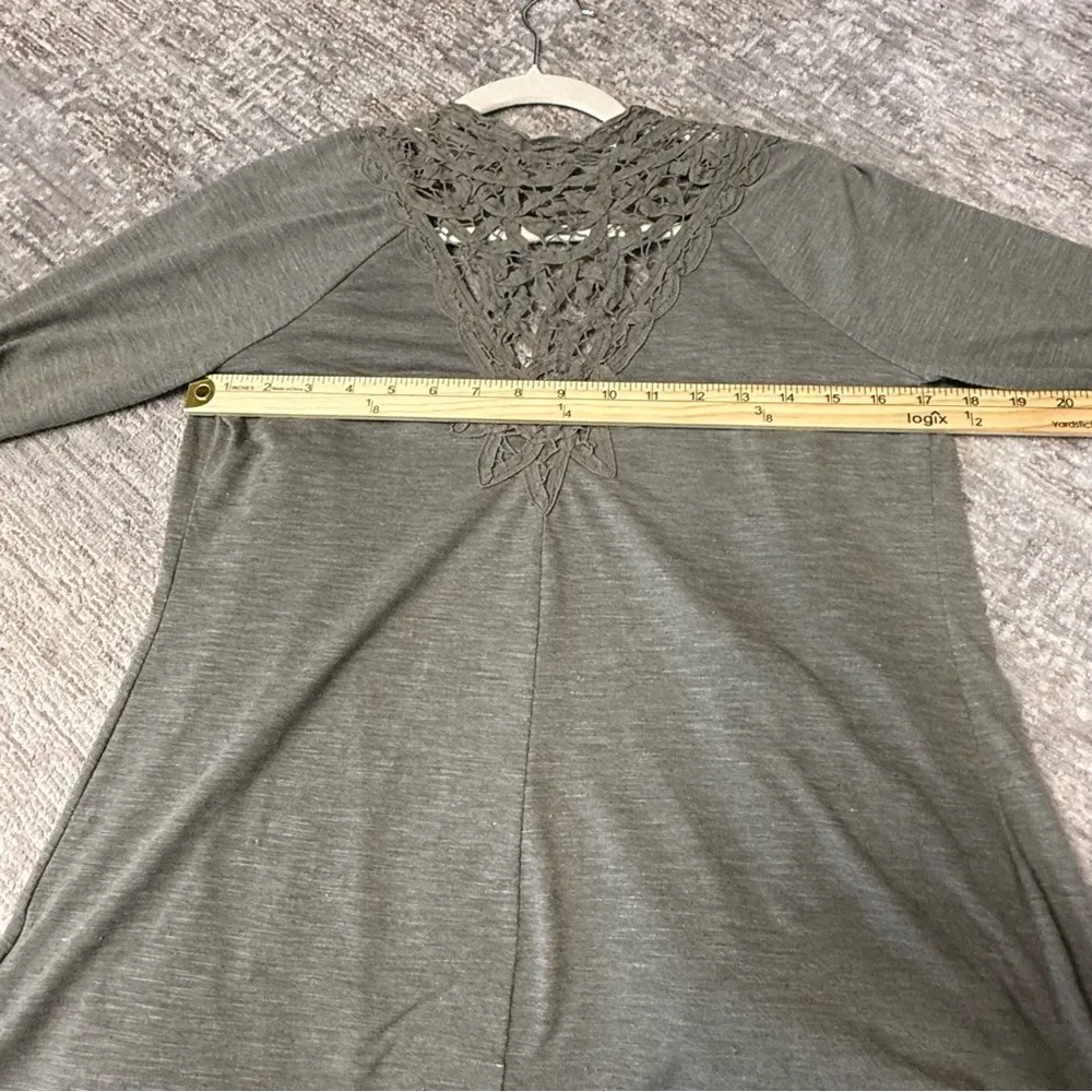 Maurice’s Olive Green Lace Detail Women's Jersey Knit 3/4 Sleeve Cardigan - Image 5