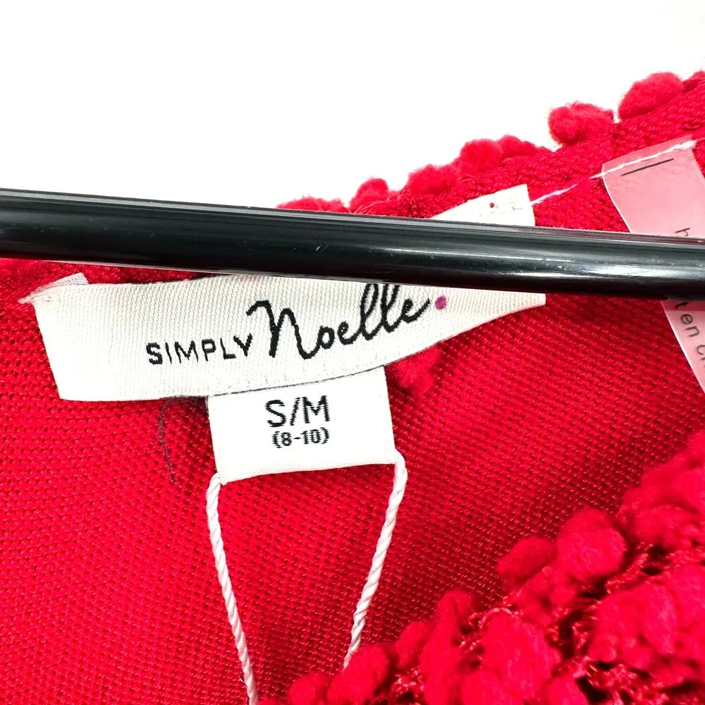 Simply Noelle Sz S/M 8-10 Sweater Red Chunky Knit Cowl Neck Off The Shoulder NWT - Image 5