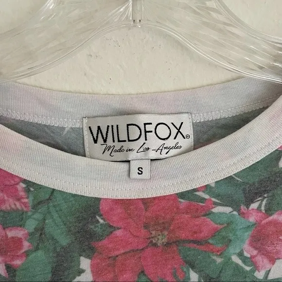 Wildfox Island Holiday Johnny Ringer Tee Shirt Floral Print Poinsettia Flower SM - Image 4