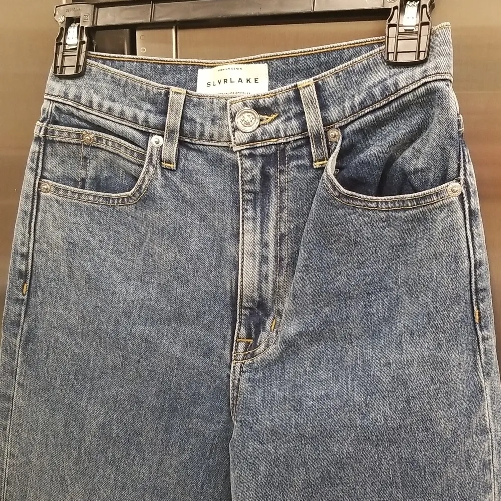 💕SLVRLAKE💕 London Crop Jeans Straight Leg High Waisted ~ Blue 24 NWOT - Image 7