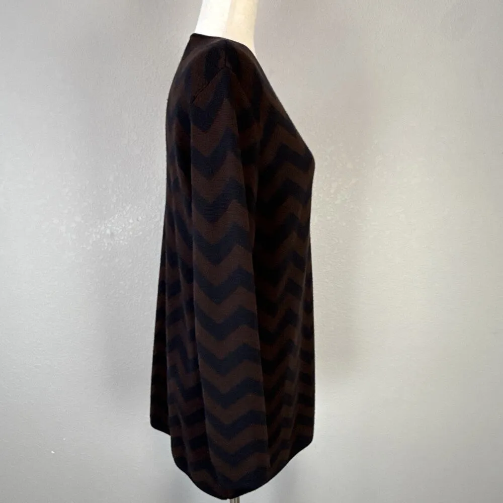 Classiques Entier Tunic Sweater Size M Chevron Zigzag Brown Black Merino Wool - Image 6