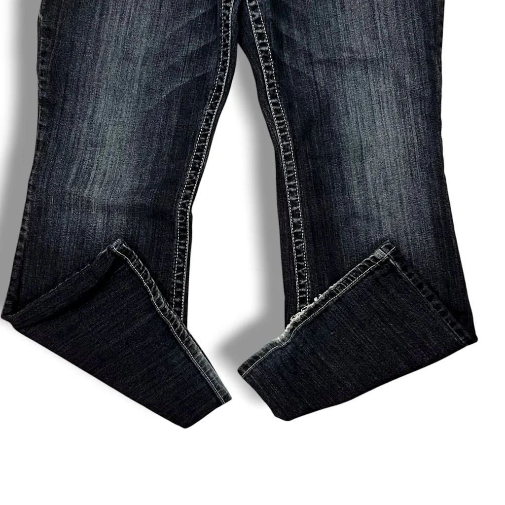 Y2K Silver Jean Women Size 36/30 Suki Slim Boot Cut Stretch Jeans Whiskering - Image 7