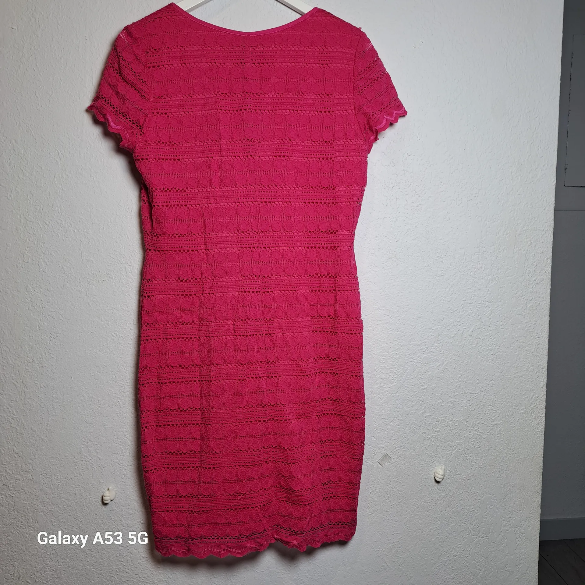 Ronni Nicole Bright Pink Lace Mini Dress - Image 4