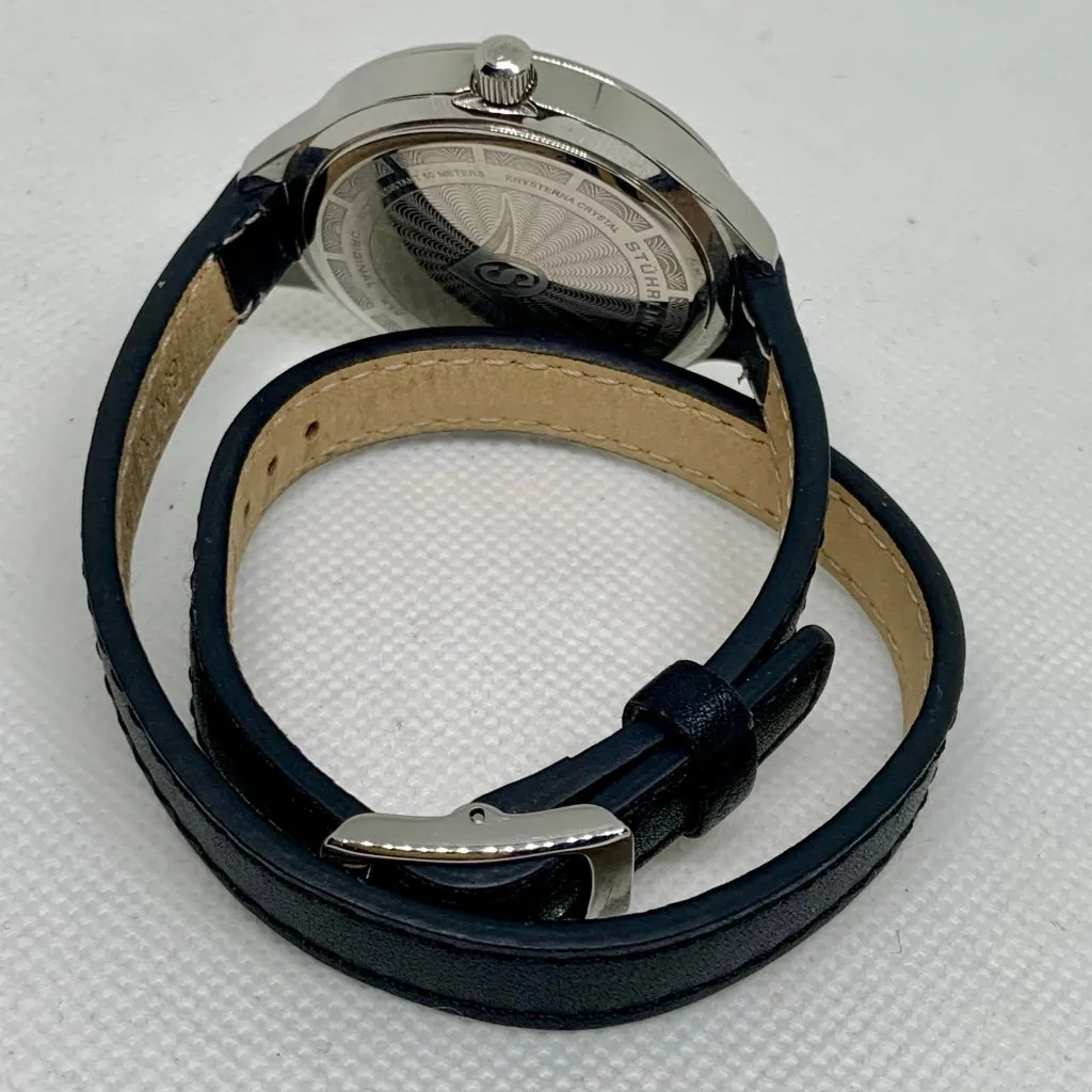Stuhrling Swiss quartz Women's Wrap Watch Black Buckle leather 50MWR running - Image 4