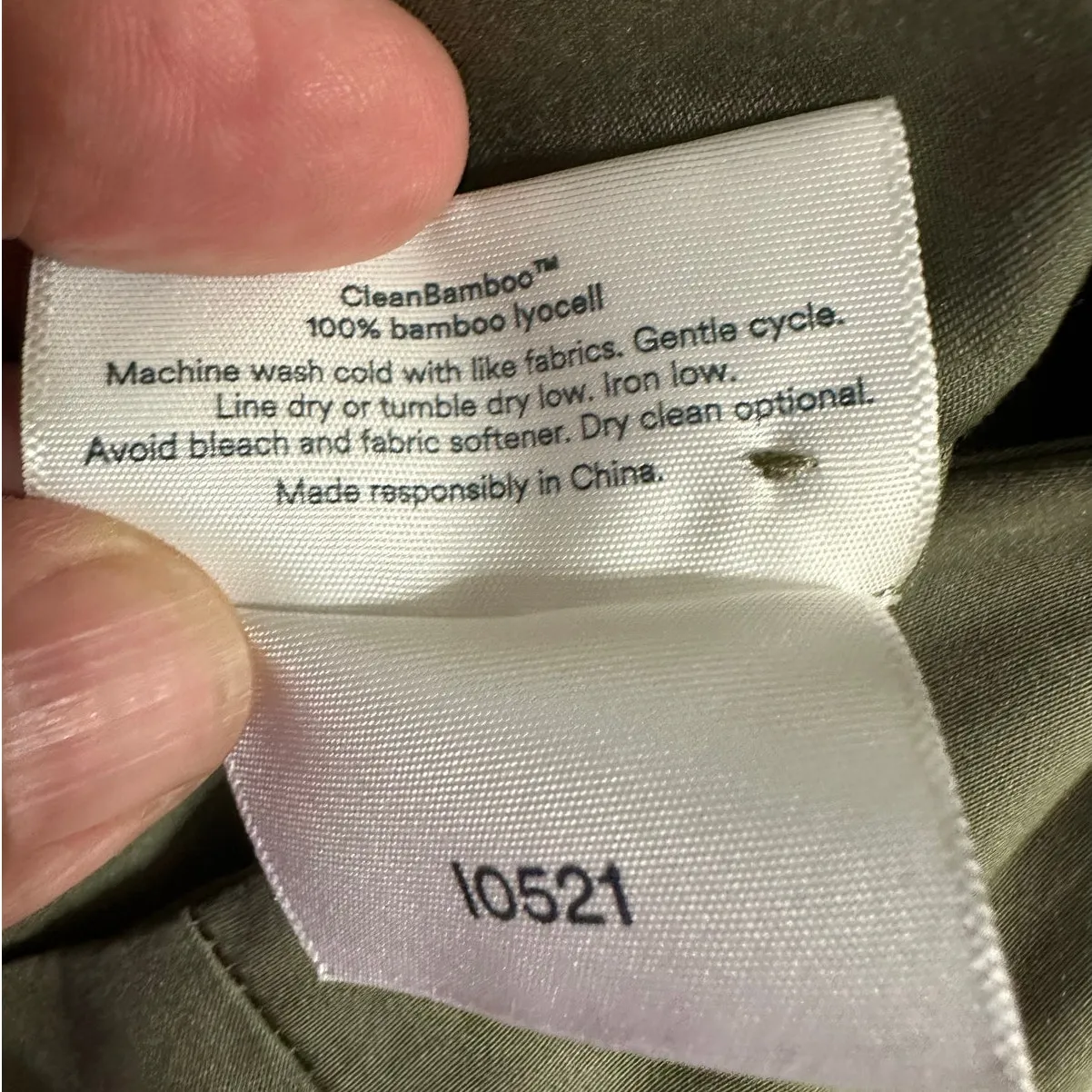 Ettitude Jumpsuit Moss Green Sateen Bamboo Sleeveless Belt Wide Leg size Small - Image 9