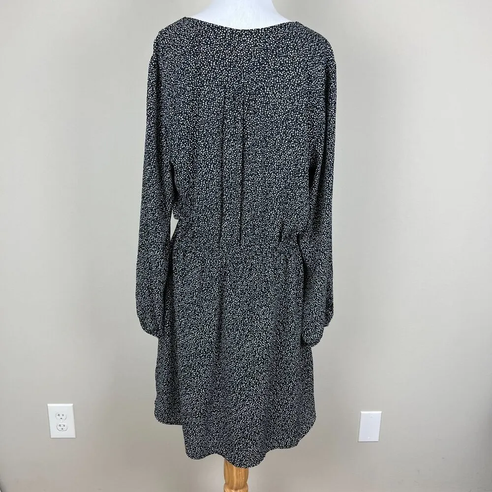 GAP Dress Women Large Black Dot Surplice V-Neck Elastic Waist A-Line Knee Length - Image 8