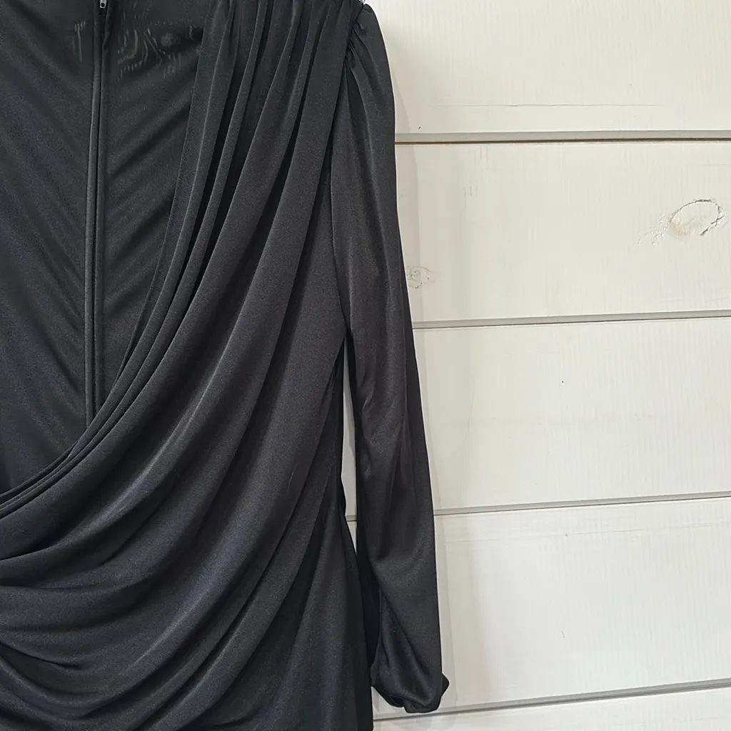 Vintage Abby Kent 80’s Beaded Sequin Shoukder Ruffle Hem Cocktail Dress Women 12 Black - Image 15