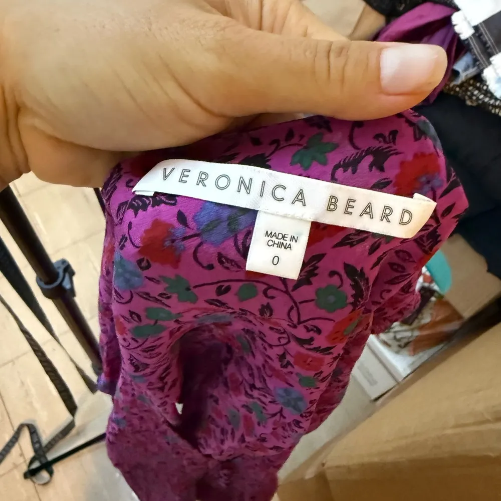 Veronica Beard Ashlynn Fuchsia Floral Silk Pintuck Blouse - Image 6