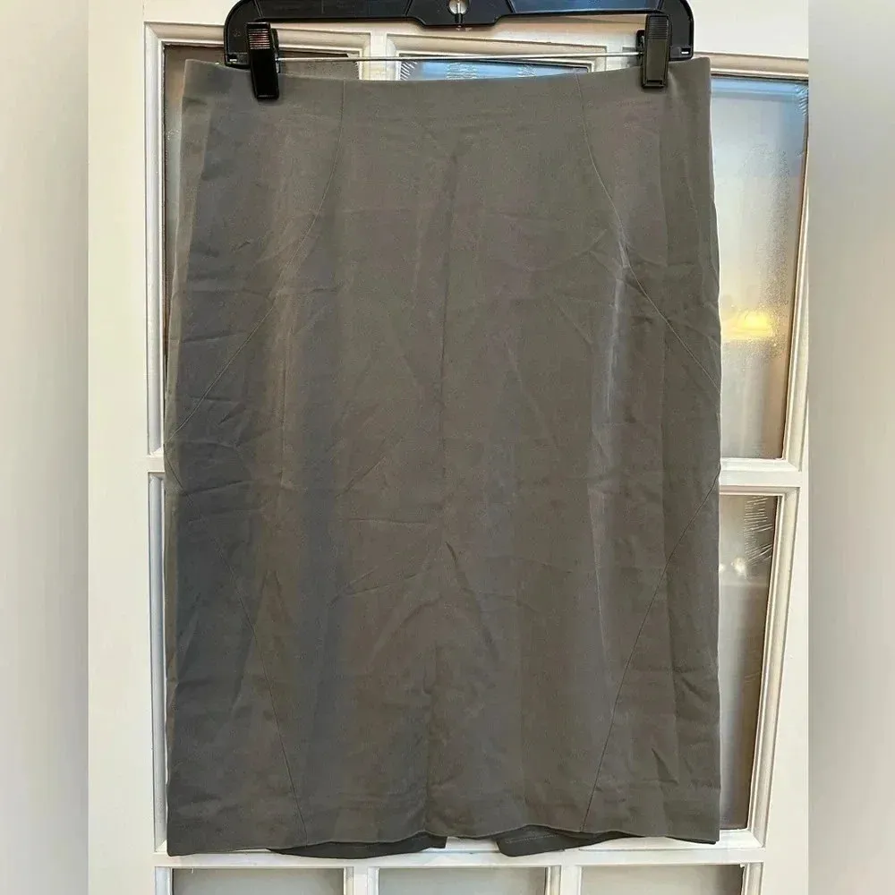 Ann Taylor Timeless Chic Silk Grey Classic Career Pencil Skirt Size 10 Medium M - Image 6