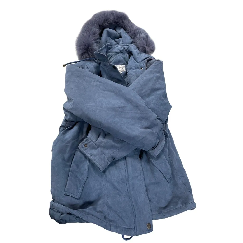 Vintage Giorgio Armani Womens blue Faux Fur Hood Parka coat size PM SKU 9271 - Image 15