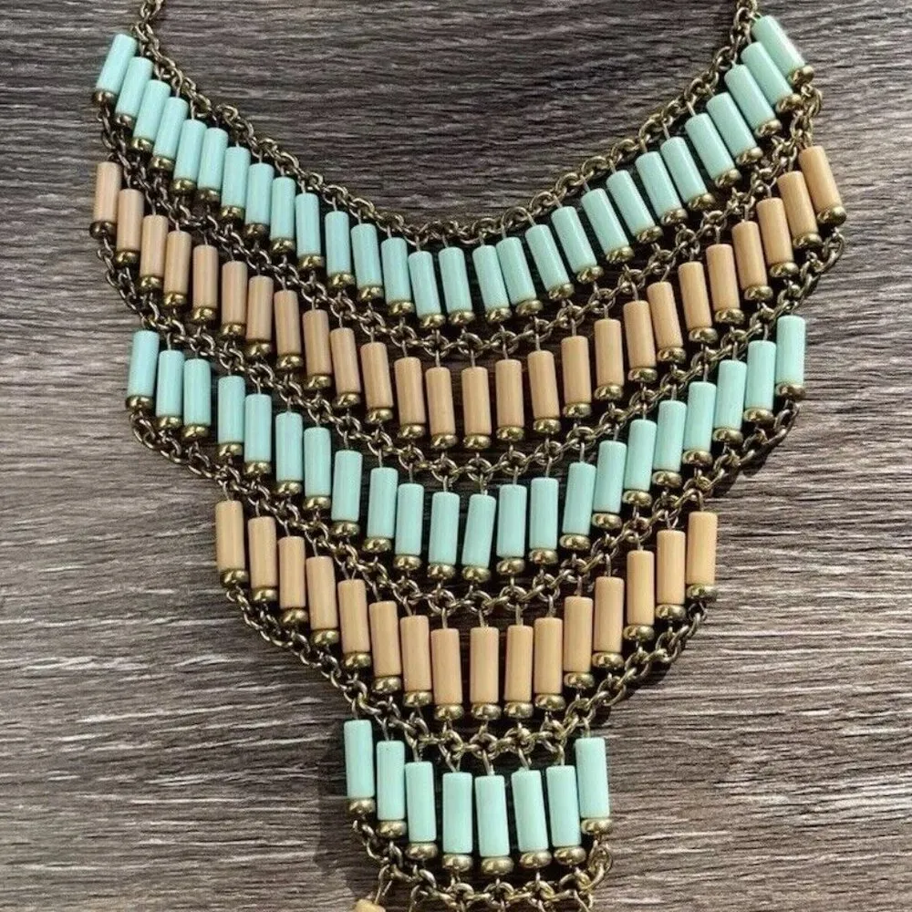 Vintage Three Strand Necklace Turquoise Chips Western Style Statement Piece 21" Blue - Image 11