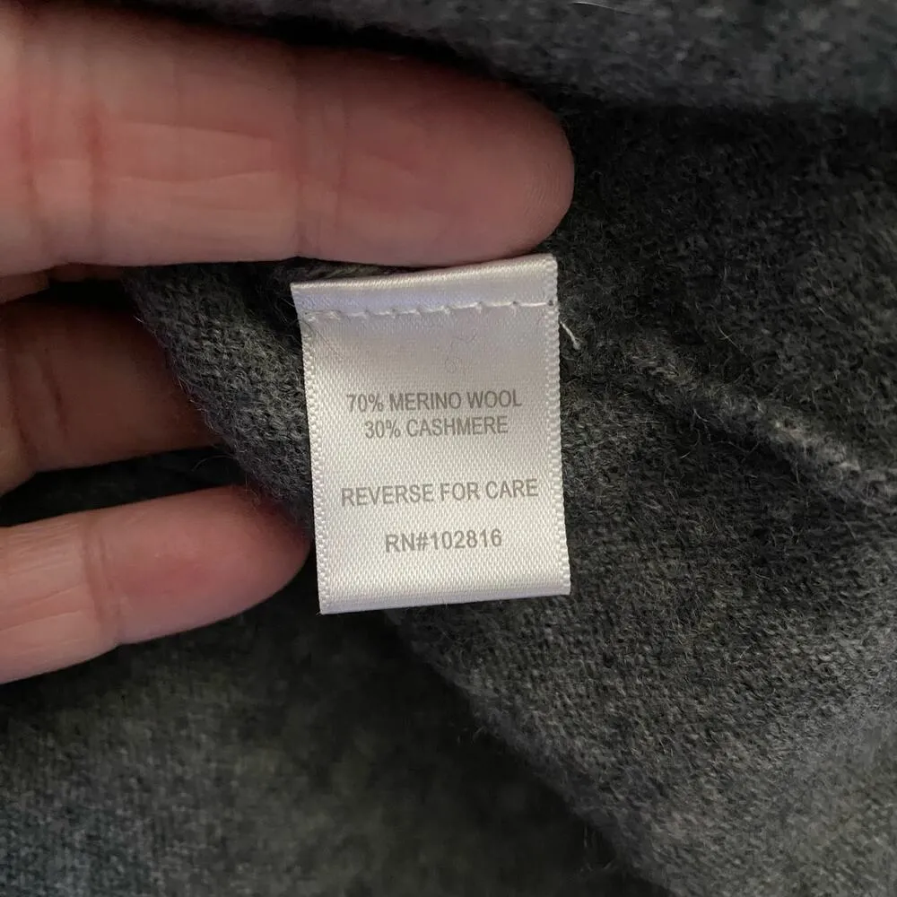 Garnet Hill Size S Oversized Turtleneck Sweater Grey Wool Cashmere Pocket - Image 5