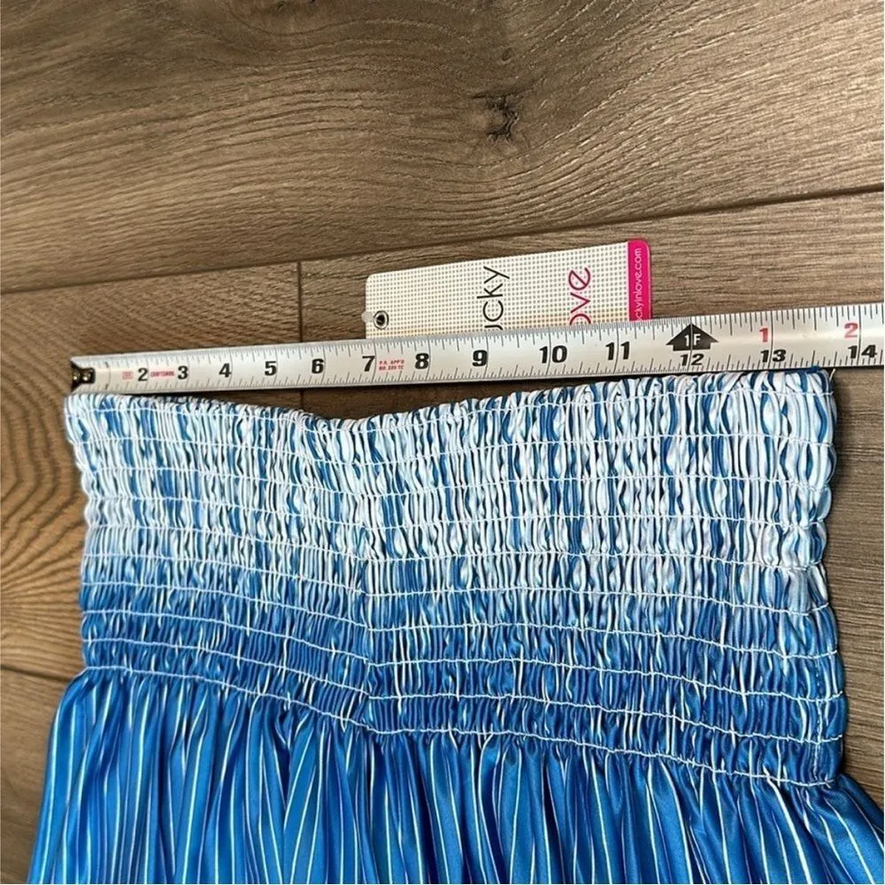 Lucky In Love 14” Paradise Smocked High Waist Blue Print Tennis Skirt Size Small - Image 7