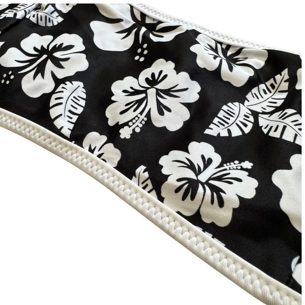 VOLCOM Reversible Coco Scoop Hawaiian Floral Black White Swim Tank Top NWT XS - Image 4