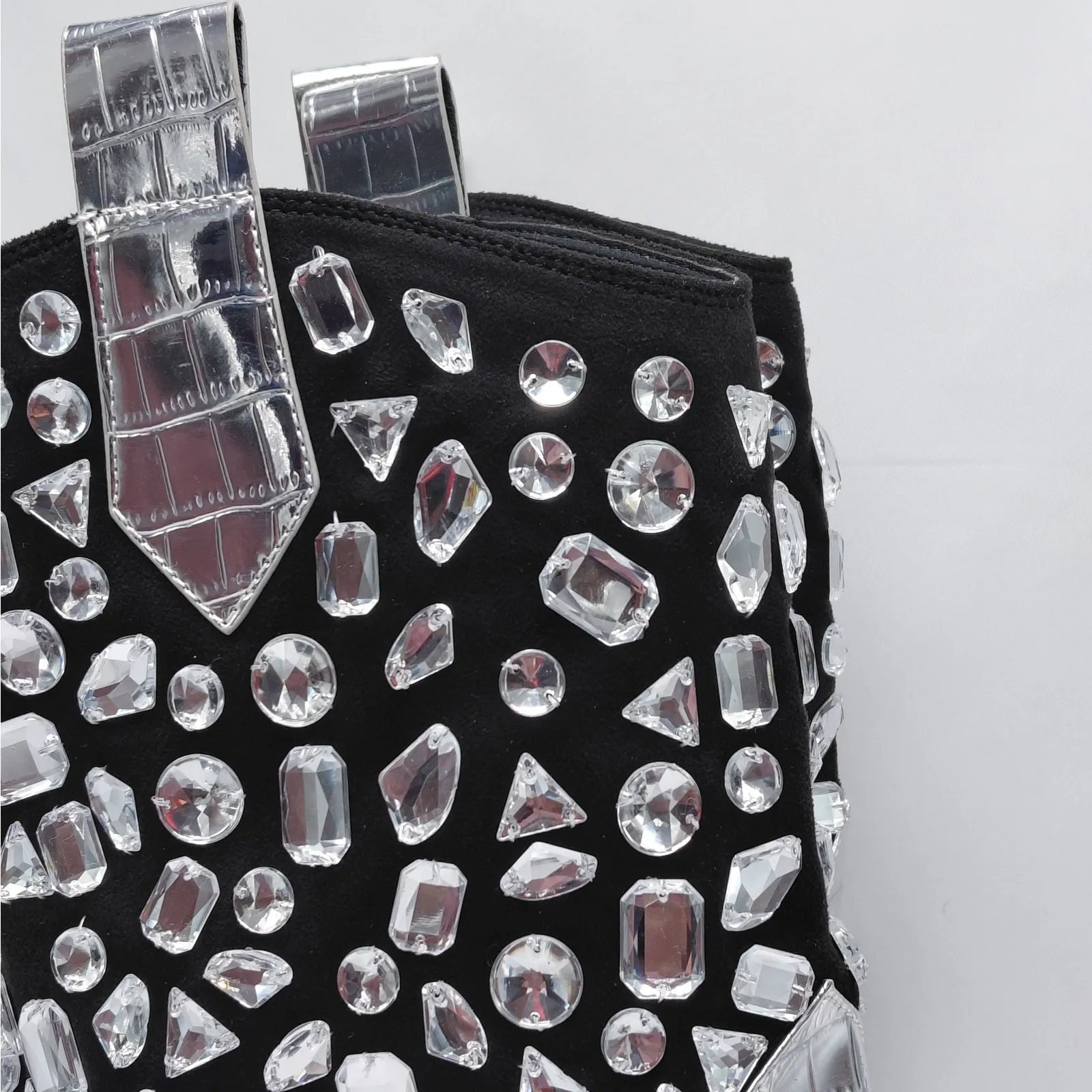 Lauren Lorraine Hana Rhinestone Cowboy Boots Silver Western Glam Size 9 Party - Image 7