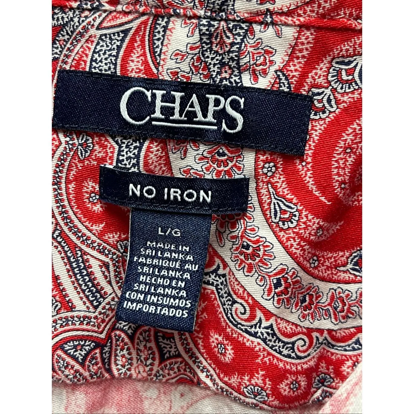 Chaps red paisley button up top size L relaxed fit - Image 3