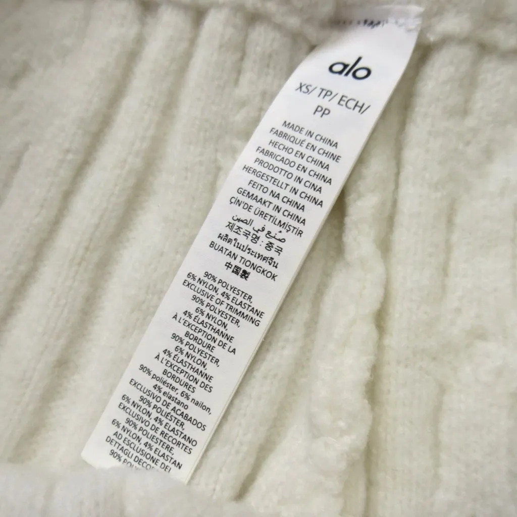 NWT Alo Yoga Cable Knit Winter Bliss Pant in Ivory Sweater Pants XS - Image 4