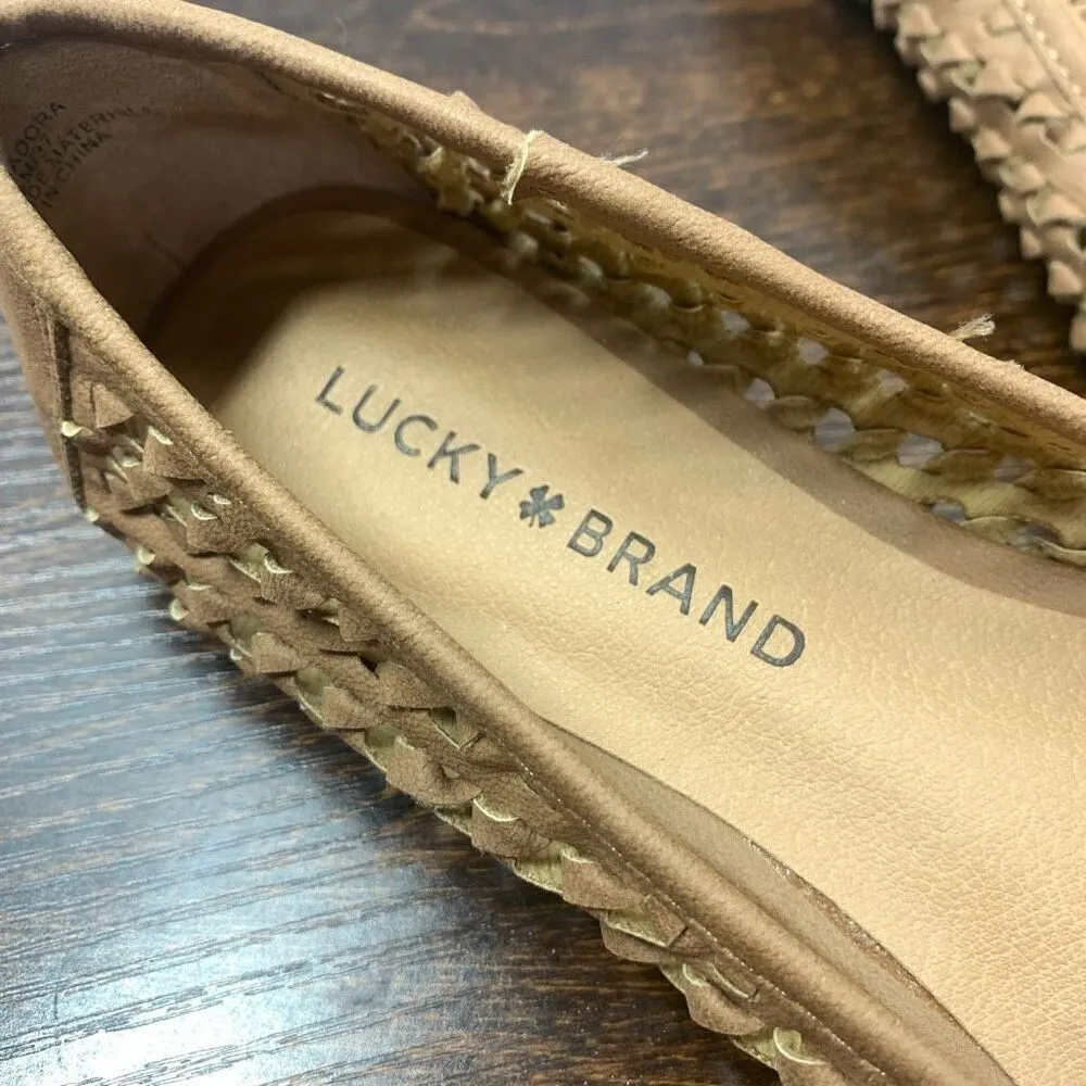 Lucky Brand Women's Beige Round Toe Slip On Woven Ballet Flats Size 6.5 - Image 2