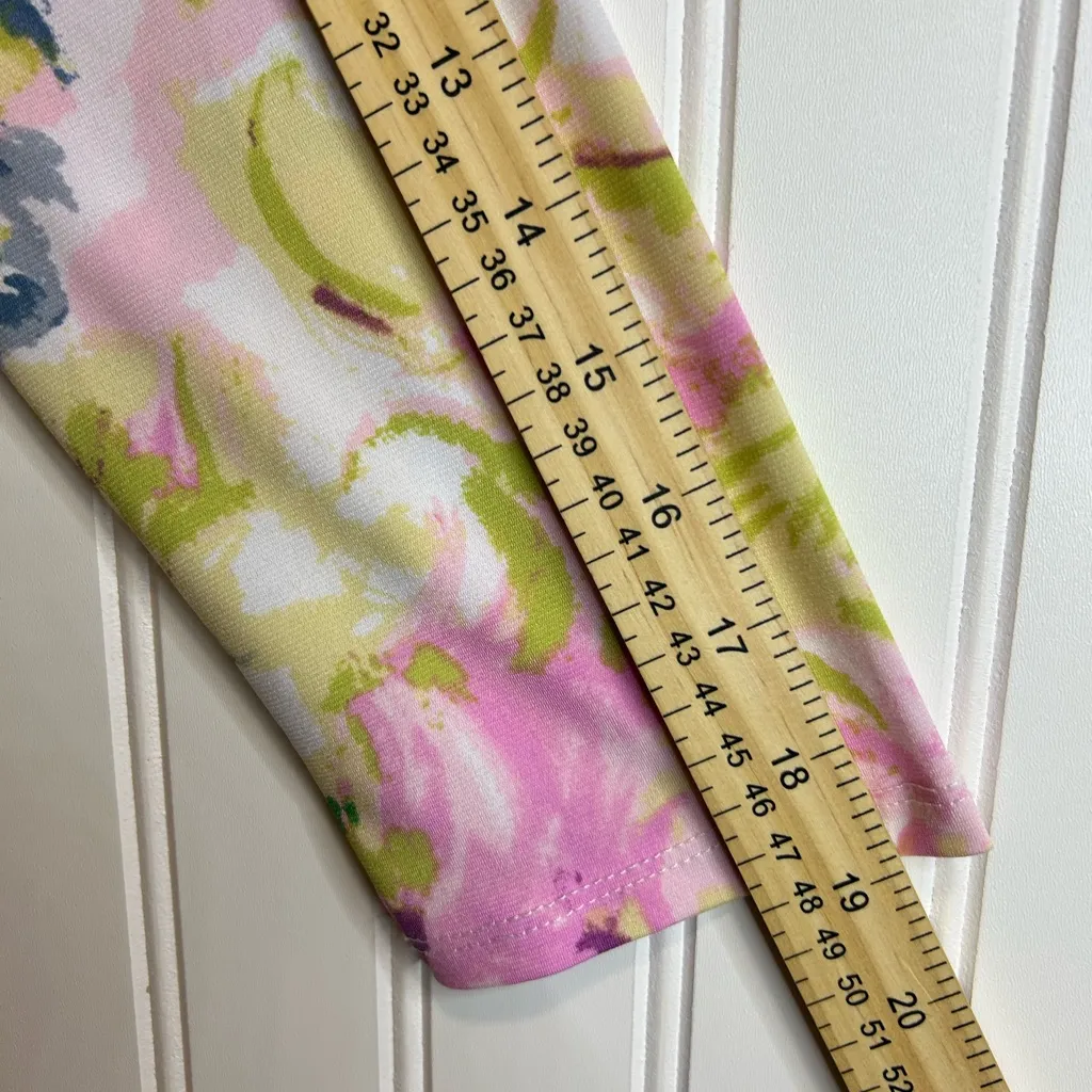 BCBGMaxAzria women Pink and Green Floral Long Sleeve Dress. - Image 7