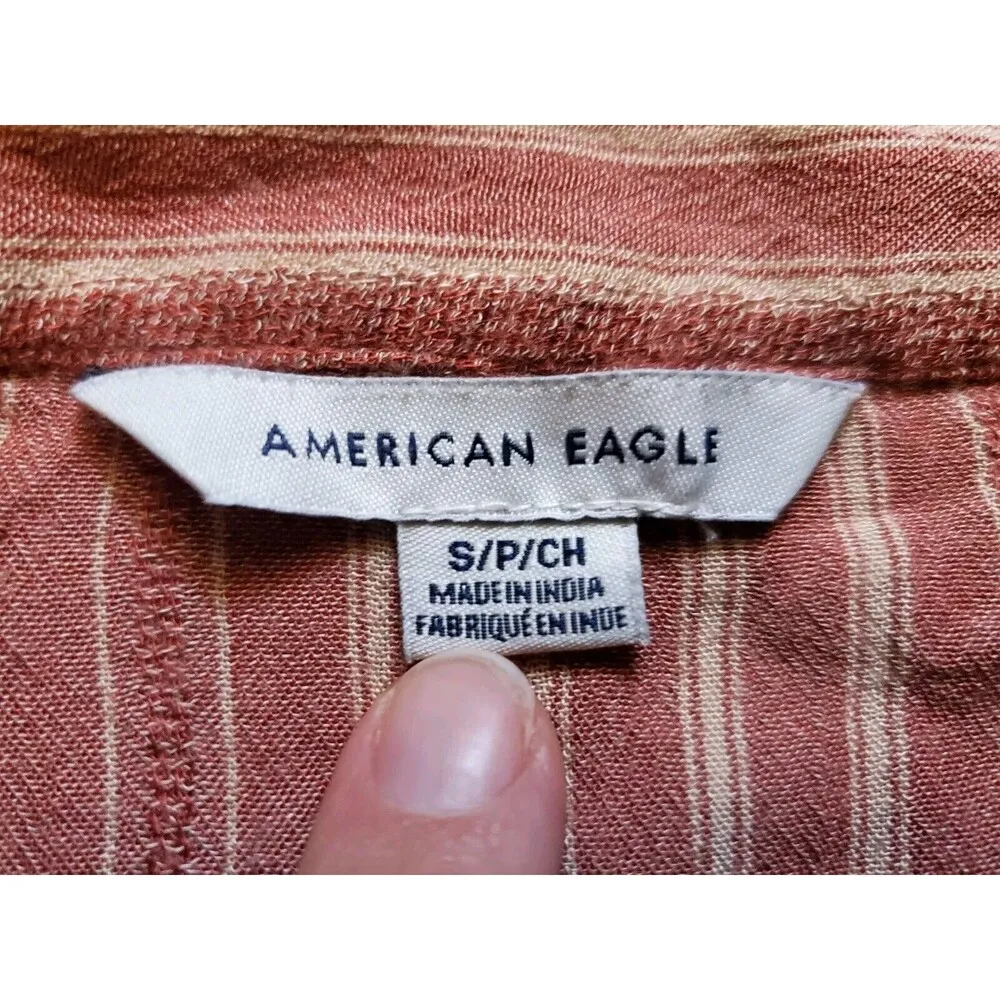 American Eagle Mini Skirt Women Small Pink Stripe Wrap Tie Side Basic Beach EUC - Image 2