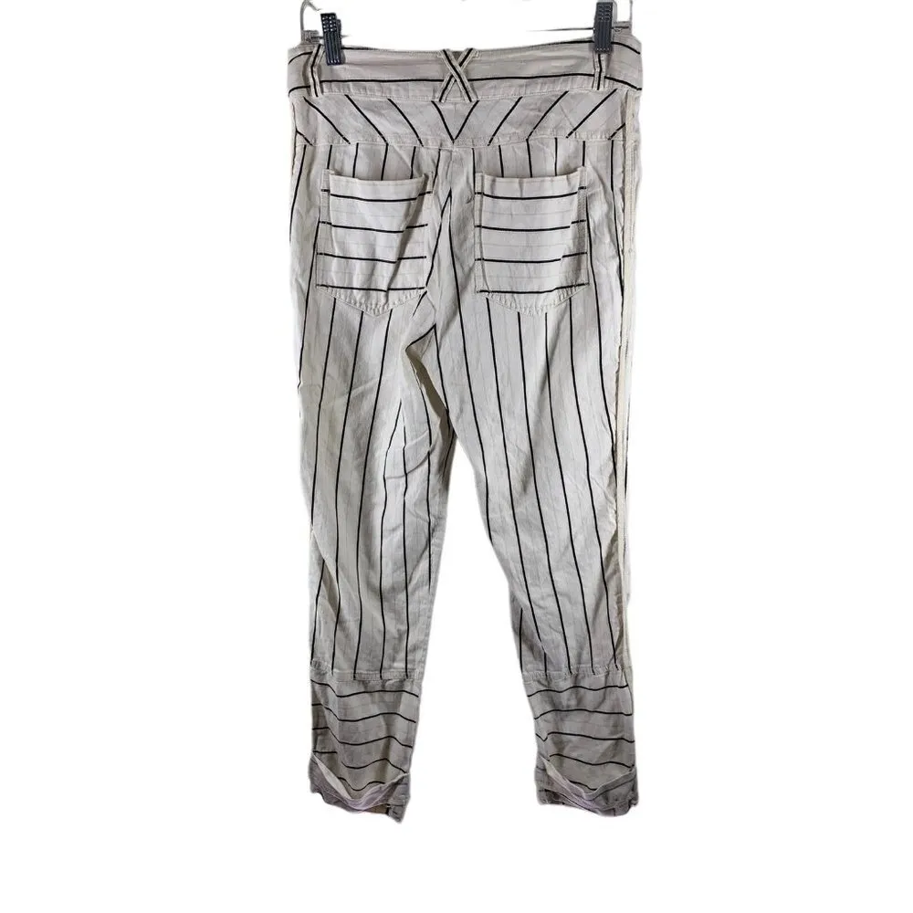 Derek Lam 10 Crosby Black White Striped Linen Blend Cropped Pants Size 6 - Image 4