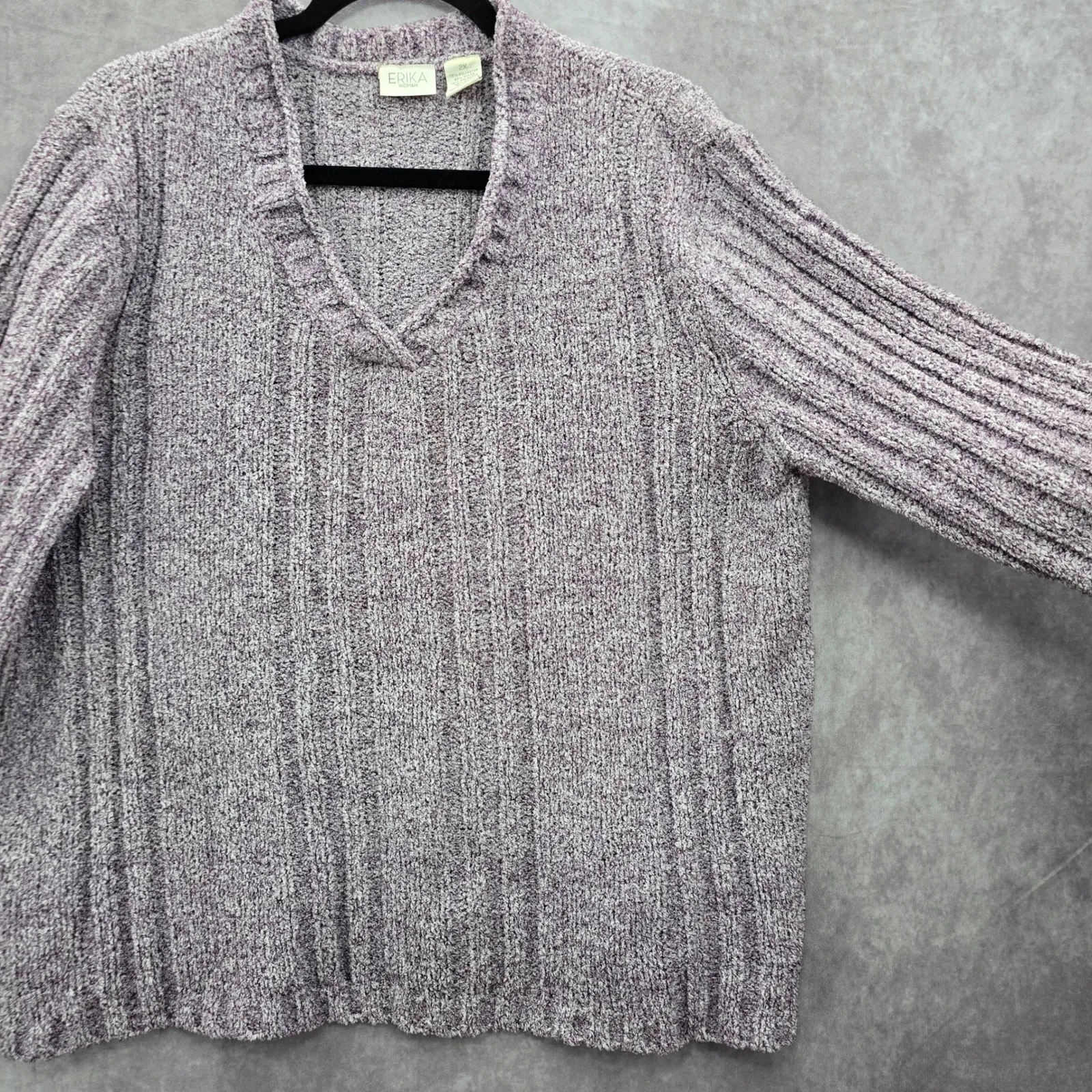 Erika Purple Chunky Oversized Ribbed Pullover Soft Y2K Chenille Sweater Plus 2X - Image 8