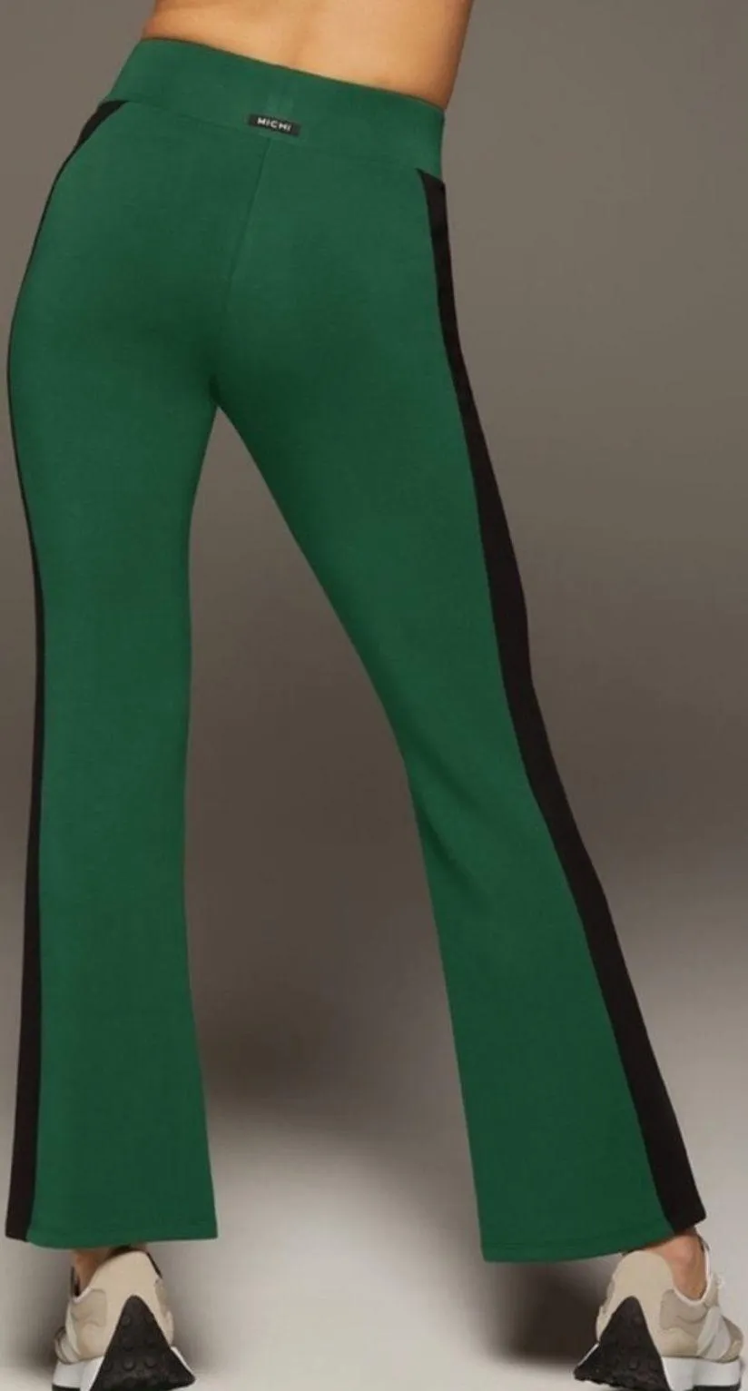 Michi Carve Flare Pant High Waist Color Block Scuba
Stripe Pine Green Black L Size L - Image 2