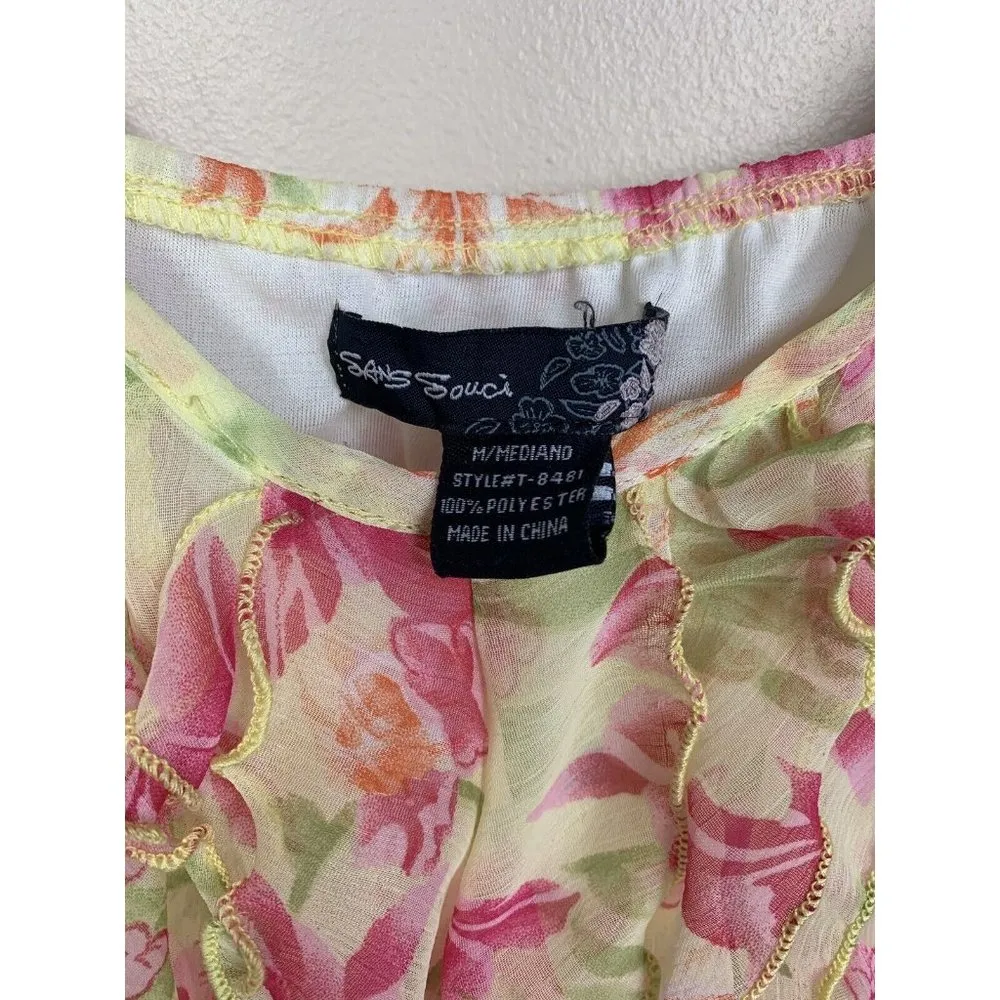 Sans Souci  Womens Cami Camisole Medium Floral Ruffle Fairy Indie Coquette Grunge - Image 5