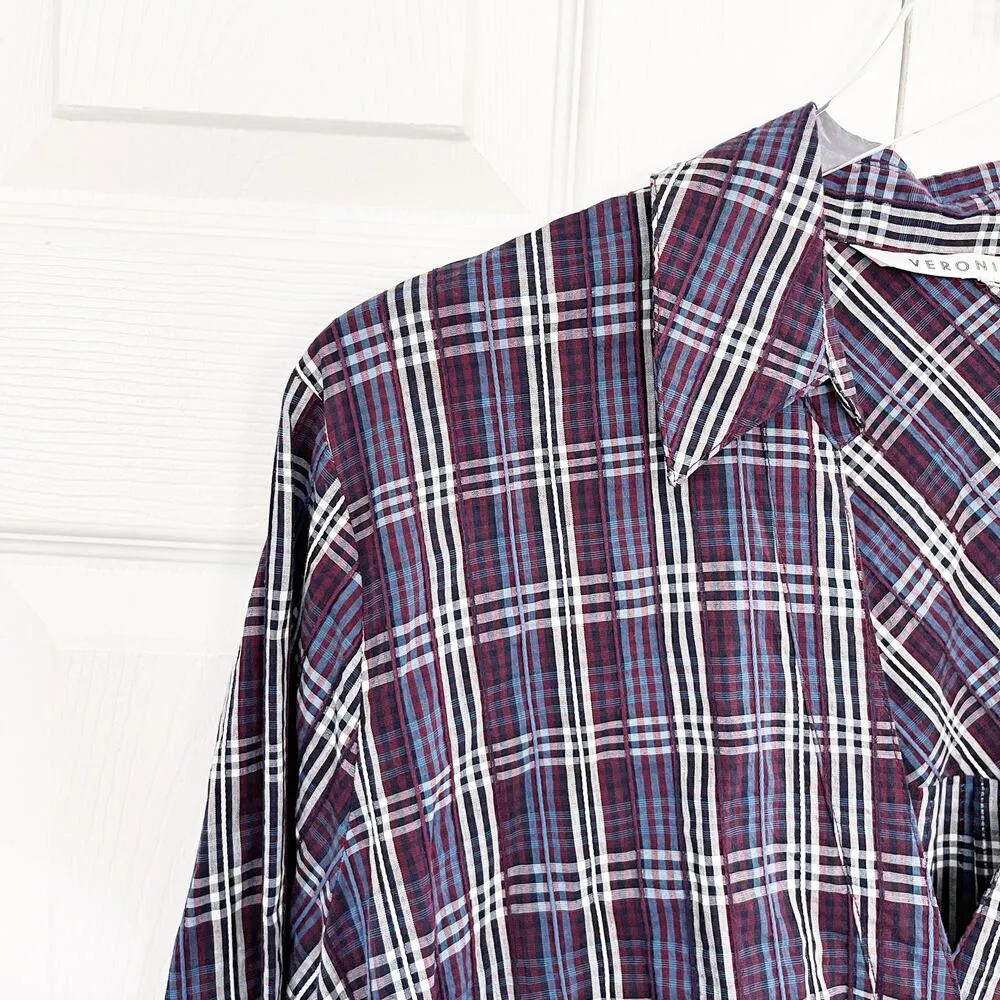 Veronica Beard Calvert Plaid Button-Front Ruched Shirtdress - Image 3