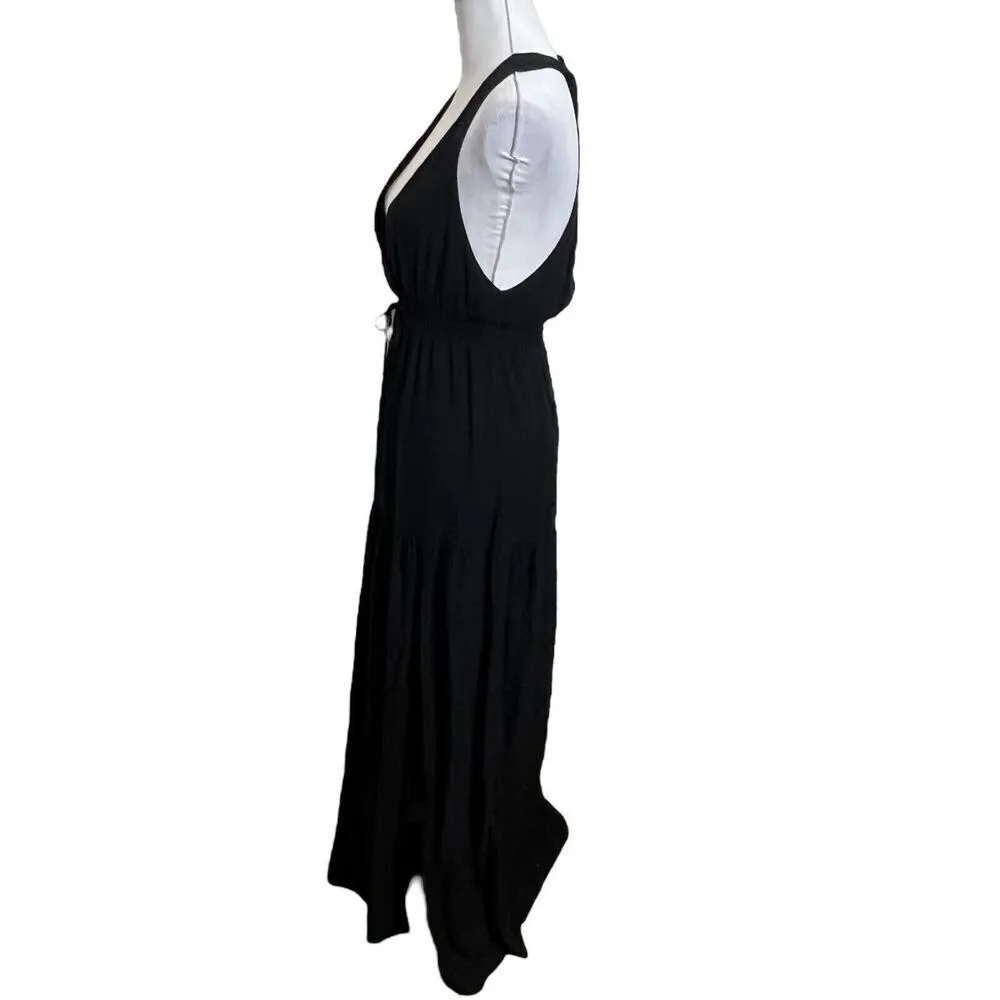 L*Space Emma Cover Up Maxi Dress Women’s Size XS Black Deep V Slit Beachwear - Image 5