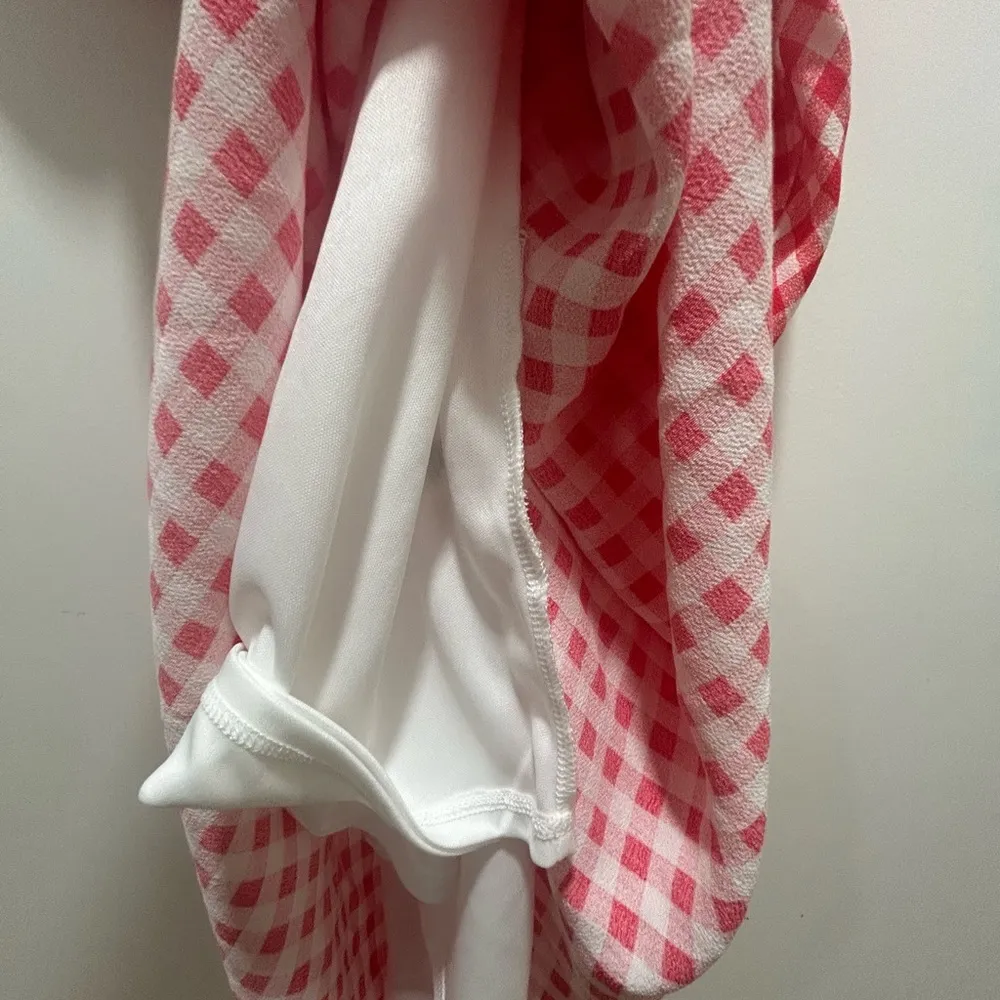 Midi Lined dress red and white gingham pattern contemporary Size small - Image 6